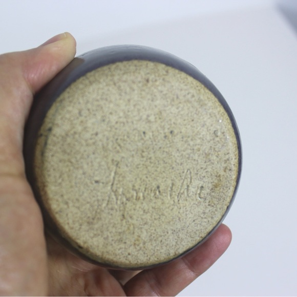 Vintage Signed Studio Pottery Bottle Neck Vase Blue - Picture 9 of 10